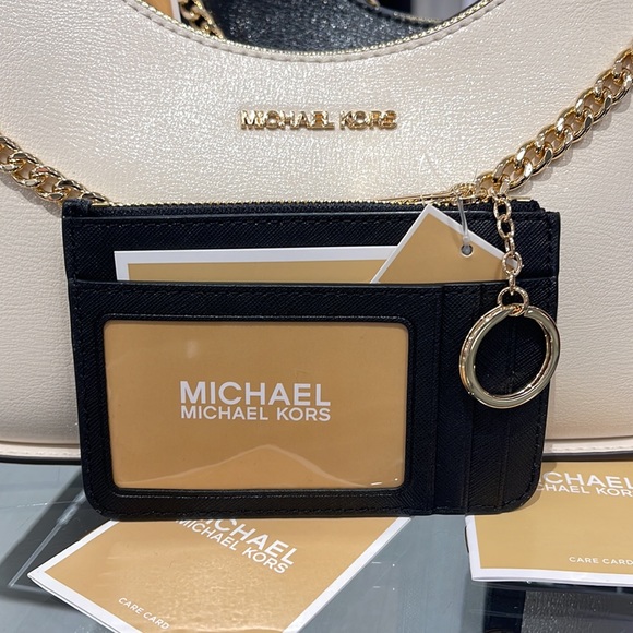 MICHAEL KORS SMALL TOP ZIP COINPOUCH WITH ID CARD CASE WALLET 
COLOR: BLACK 
NWT - Picture 7 of 16
